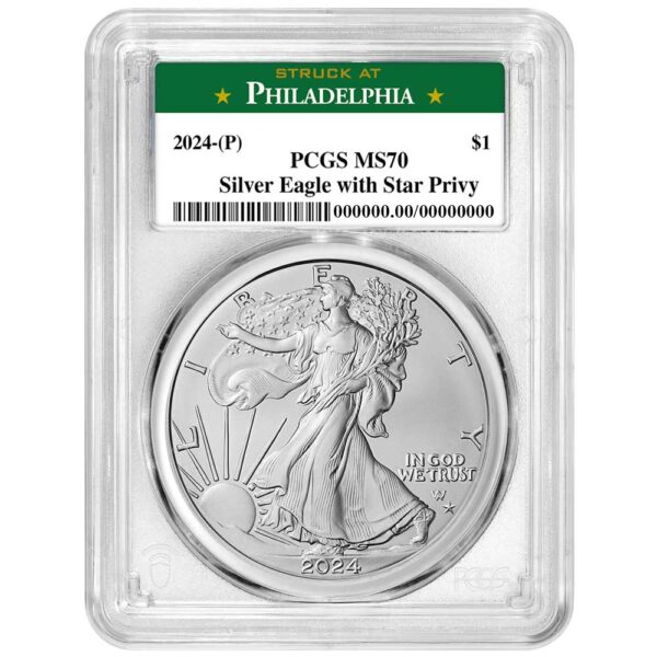 2024 (P) 1 American Silver Eagle Star Privy PCGS MS70 Pinehurst Coins