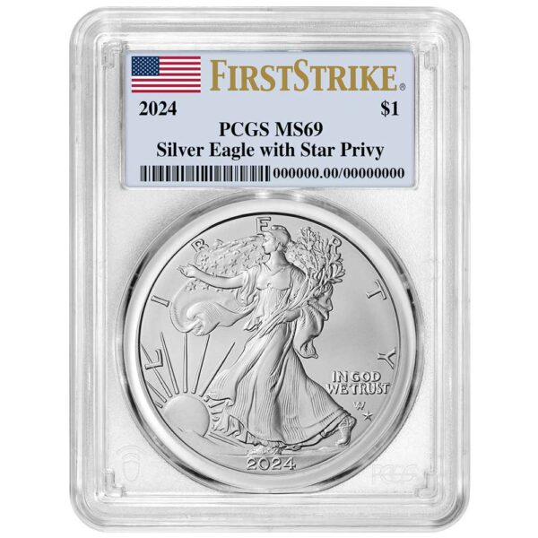 2024 (P) 1 American Silver Eagle Star Privy PCGS MS69 Pinehurst Coins