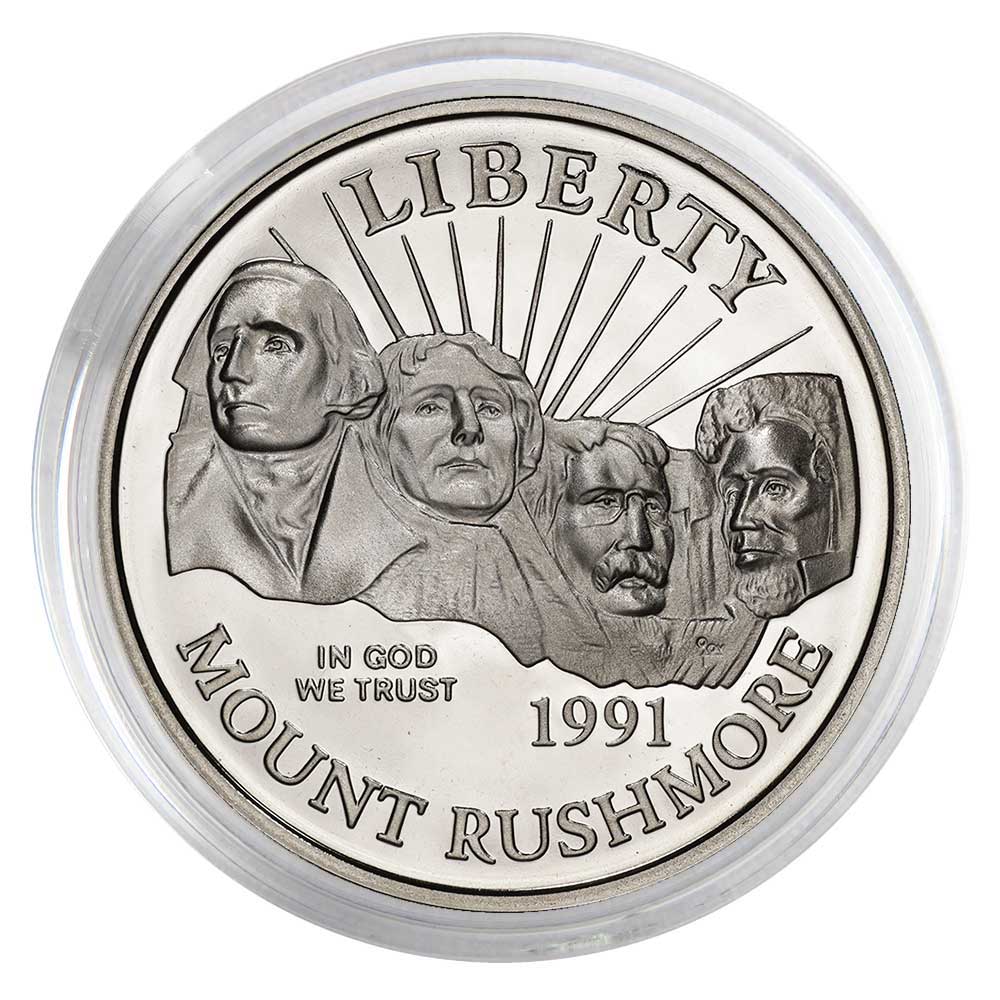 1991-S Proof Clad 50c Mount Rushmore Half Dollar Capsule