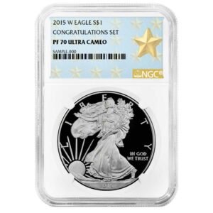 2015-W Proof $1 American Silver Eagle Congratulations Set NGC PF70UC West Point Star Label