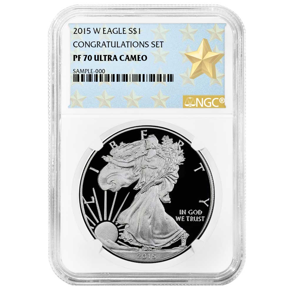 2015-W Proof American Silver Eagle Congratulations PF70UC -