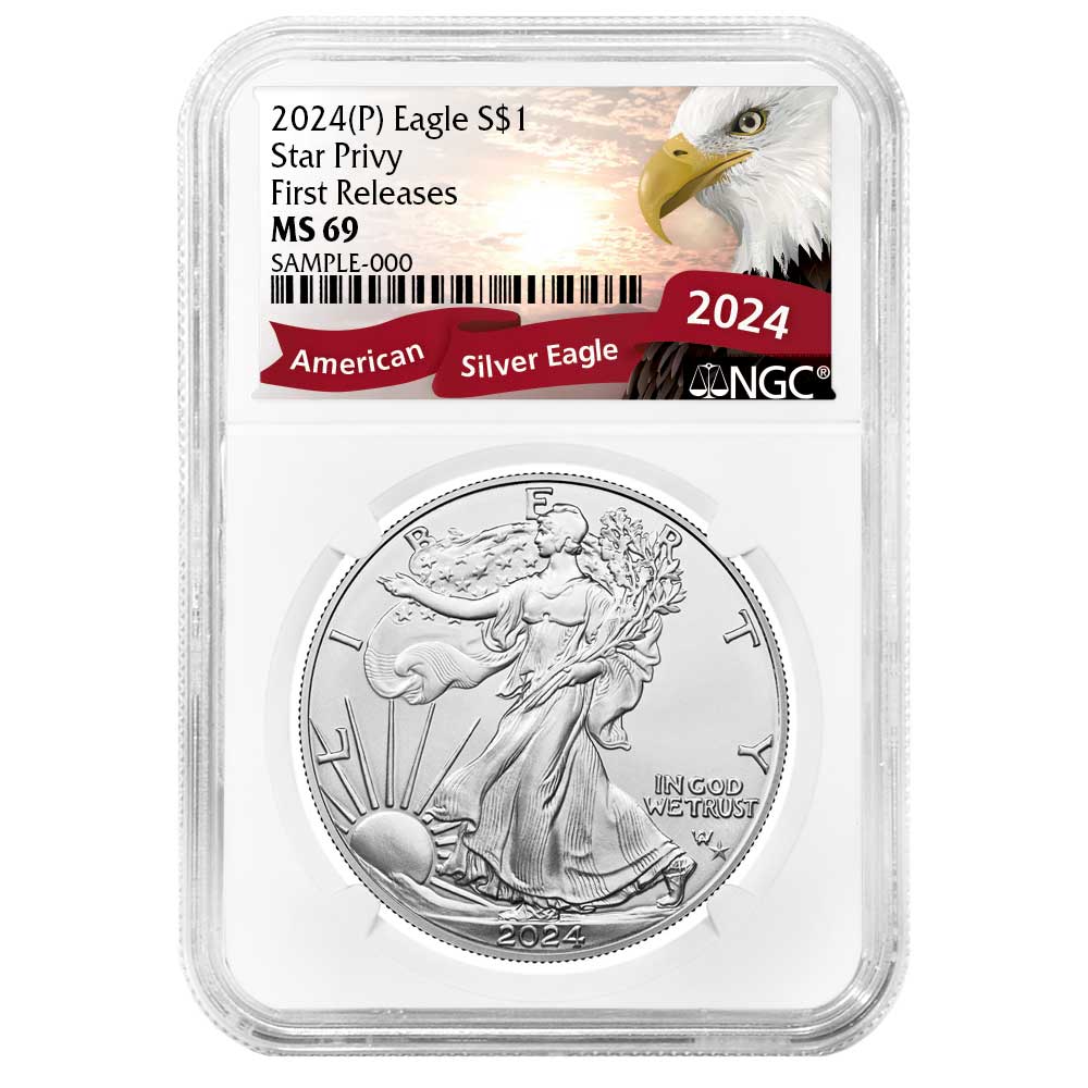 2024 (P) $1 American Silver Eagle Star Privy NGC MS70 - Pinehurst