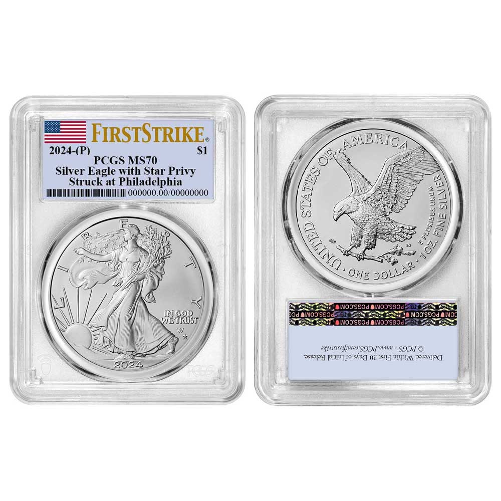 2024 (P) $1 American Silver Eagle Star Privy PCGS MS70 - Pinehurst