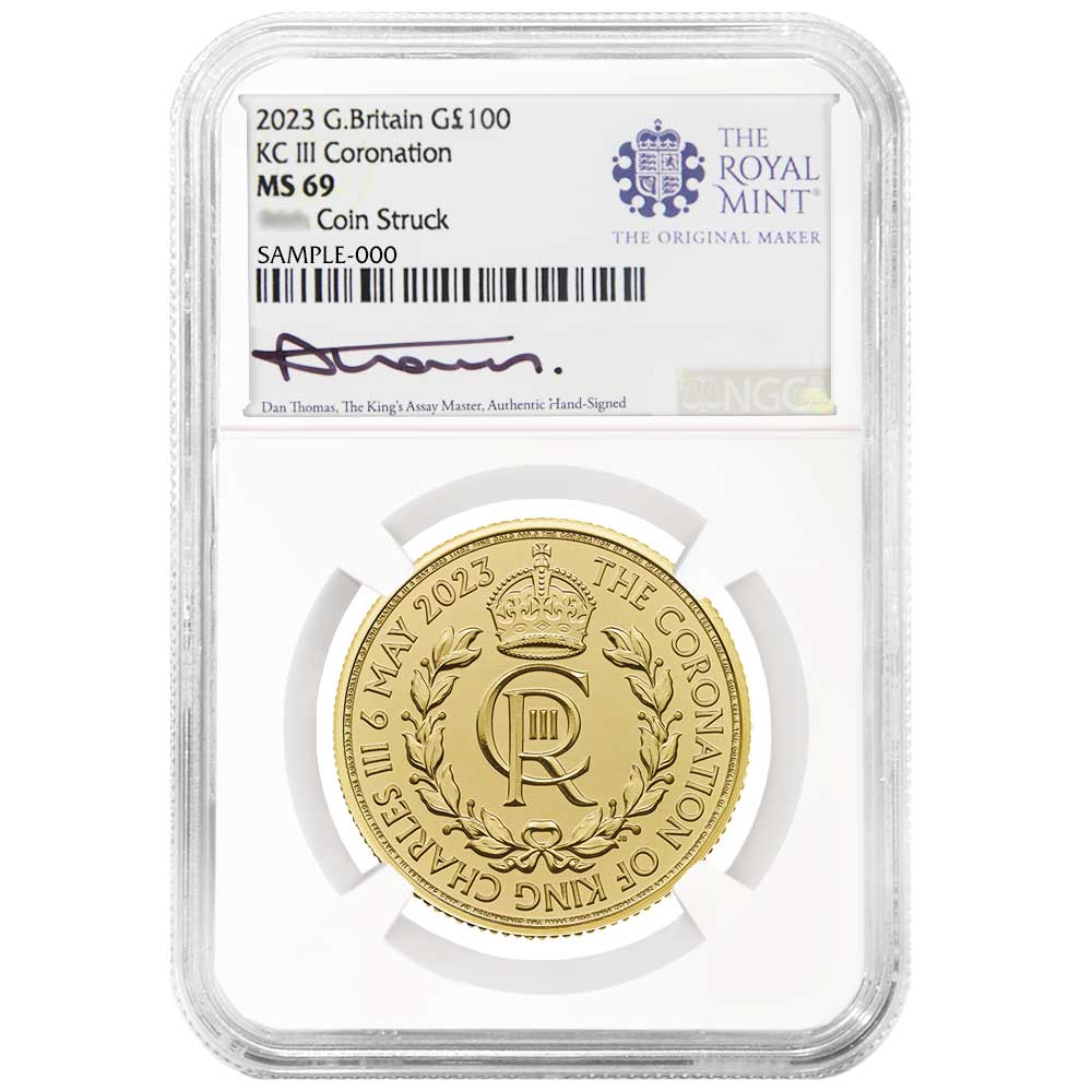 2023 U.K. 100 Pound Coronation King Charles III Gold 1 oz NGC MS69