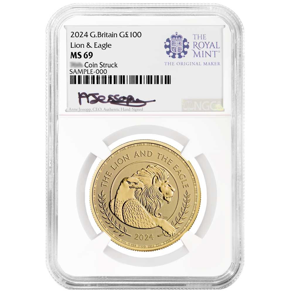 2024 U.K. 100 Pound British Lion & Eagle Gold Britannia 1 oz NGC