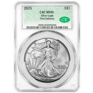 2025 $1 American Silver Eagle CACG MS69 First Delivery