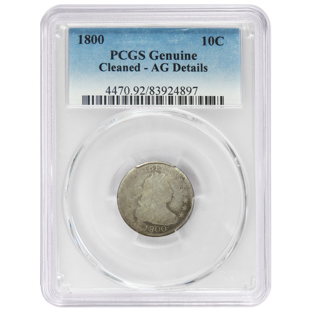 1800 Draped Bust Dime PCGS Genuine Cleaned AG Details - Pinehurst