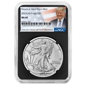 2025 (W) $1 American Silver Eagle NGC MS69 Trump Label Retro Core