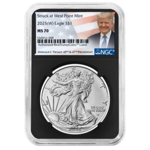 2025 (W) $1 American Silver Eagle NGC MS70 Trump Label Retro Core