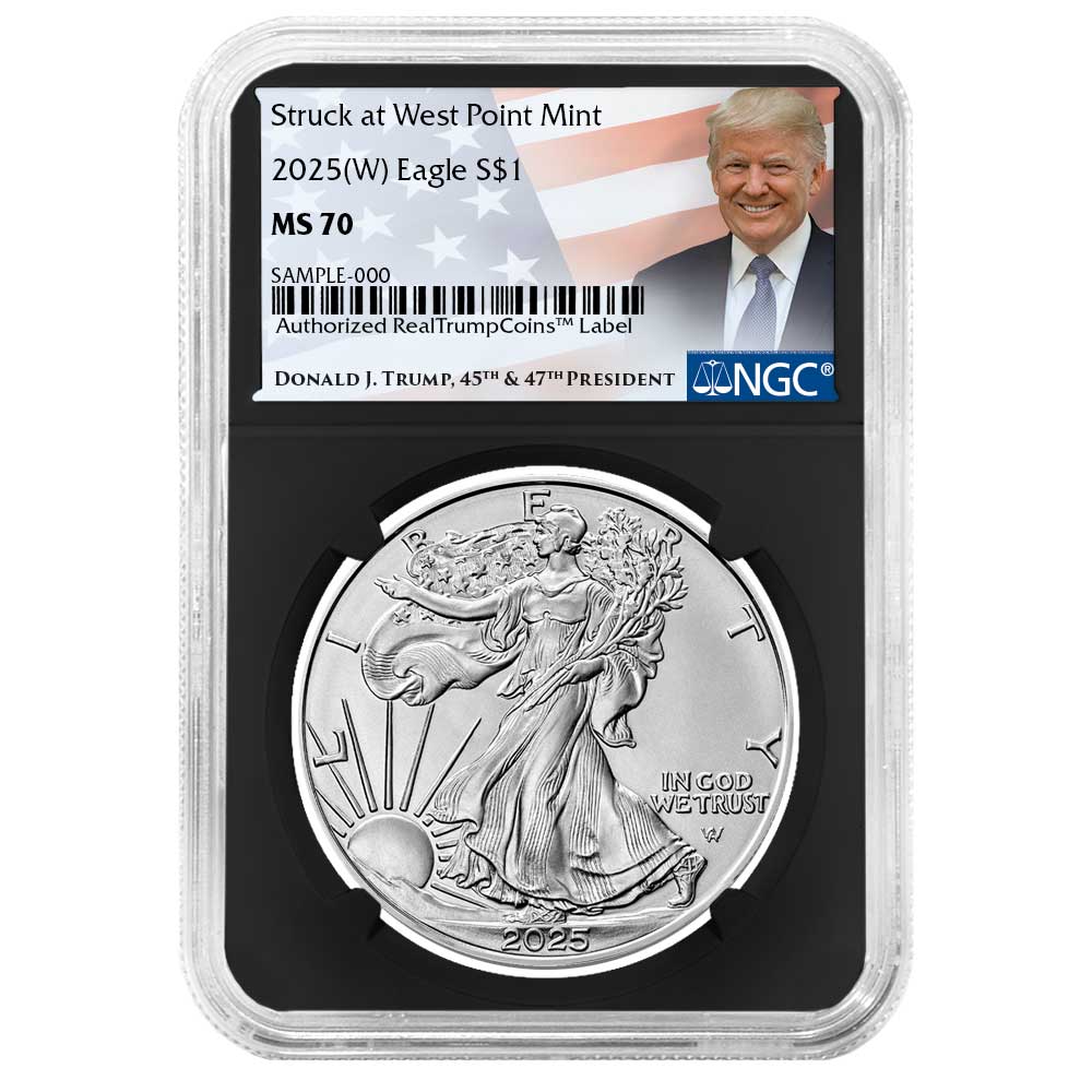 2025 (W) $1 American Silver Eagle Trump Label - Pinehurst Coins