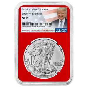 2025 (W) $1 American Silver Eagle NGC MS69 Trump Label Red Core