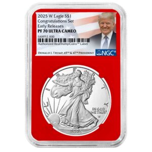 2025-W Proof $1 American Silver Eagle Congratulations Set NGC PF70UC ER Trump Label Red Core