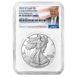 2025-W Proof $1 American Silver Eagle Congratulations Set NGC PF70UC ER Trump Label