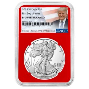 2025-W Proof $1 American Silver Eagle NGC PF70UC FDI Trump Label Red Core