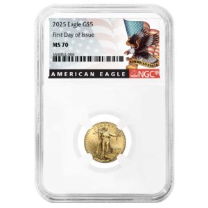 Presale - 2025 $5 American Gold Eagle 1/10 oz NGC MS70 FDI Black Label