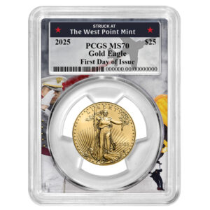 2025 $25 American Gold Eagle 1/2 oz PCGS MS70 FDOI West Point Frame