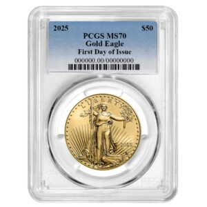 2025 $50 American Gold Eagle 1 oz PCGS MS70 FDOI Blue Label