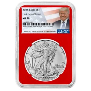 2025 $1 American Silver Eagle NGC MS70 FDI Trump Label Red Core