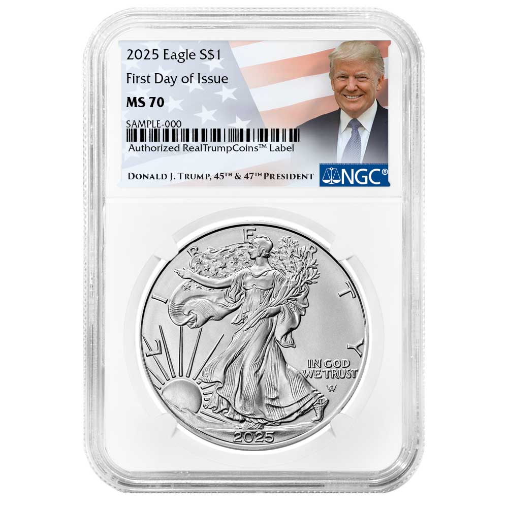 2025 $1 American Silver Eagle FDI Trump Label - Pinehurst Coins