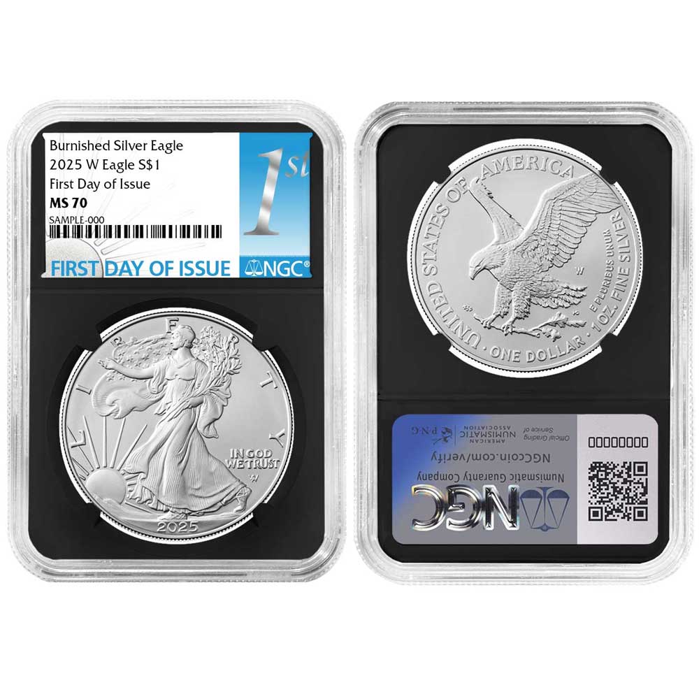 2025-W Burnished $1 American Silver Eagle FDI First Label