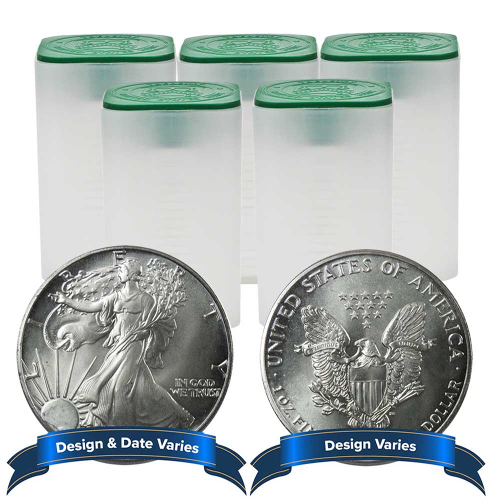 Lot of 100 - $1 American Silver Eagle 1 oz Random Year Impaired