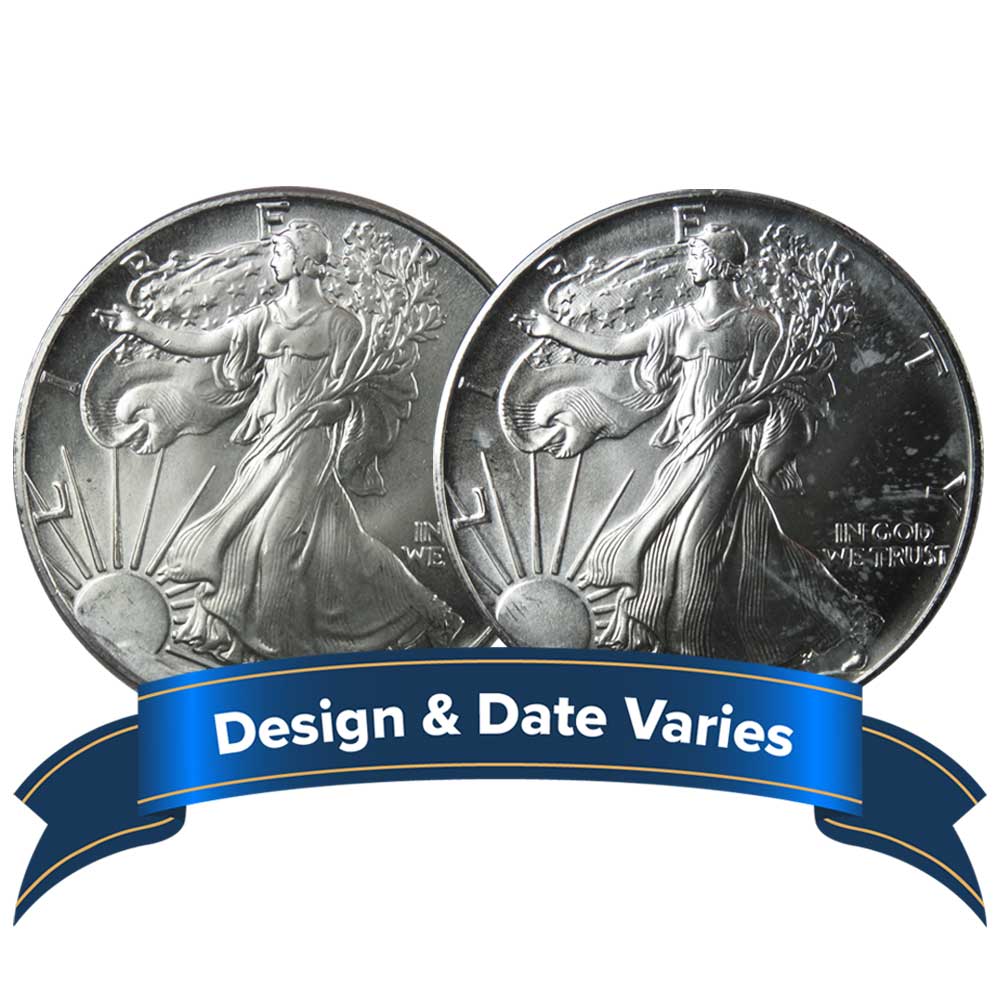Lot of 2 - $1 American Silver Eagle 1 oz Random Year Impaired