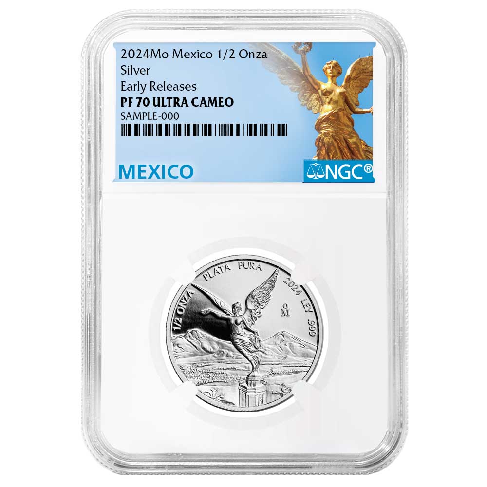コレクション 2024 Mexico Libertad Silver Coin - PF70 2024 Proof Silver Mexican Libertad Onza 1/2 oz NGC PF70UC ER