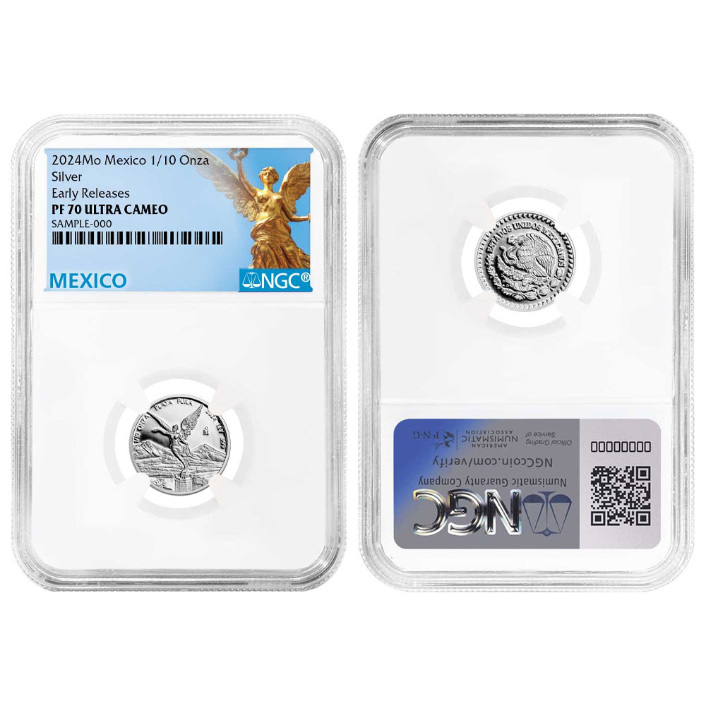 2024 Proof Silver Mexican Libertad Onza 1/10 oz NGC PF70UC ER