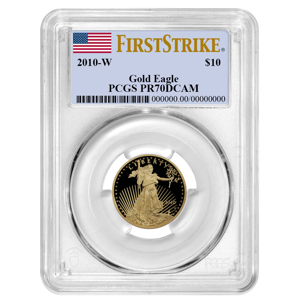 2010-W Proof $10 American Gold Eagle 1/4 oz PCGS PR70DCAM FS Flag Label -  Pinehurst Coins