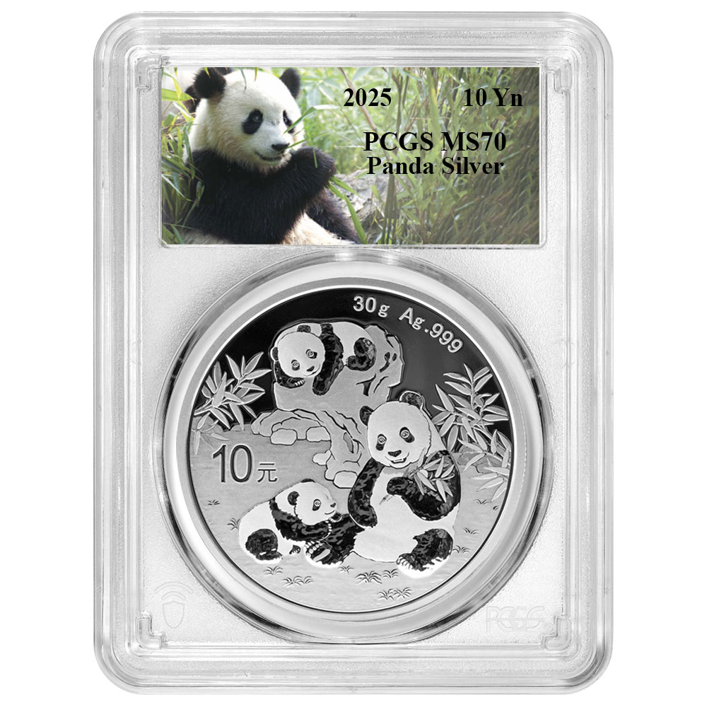 2025 10 Yuan Silver Chinese Panda .999 30g PCGS MS70 Panda Label