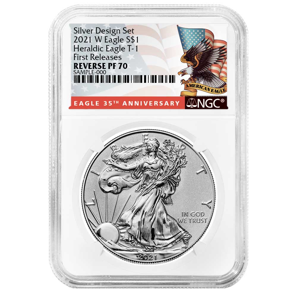 105 Coin 2021-W Reverse Proof $1 Type 1 American Silver Eagle NGC PF70 FR 35th ...