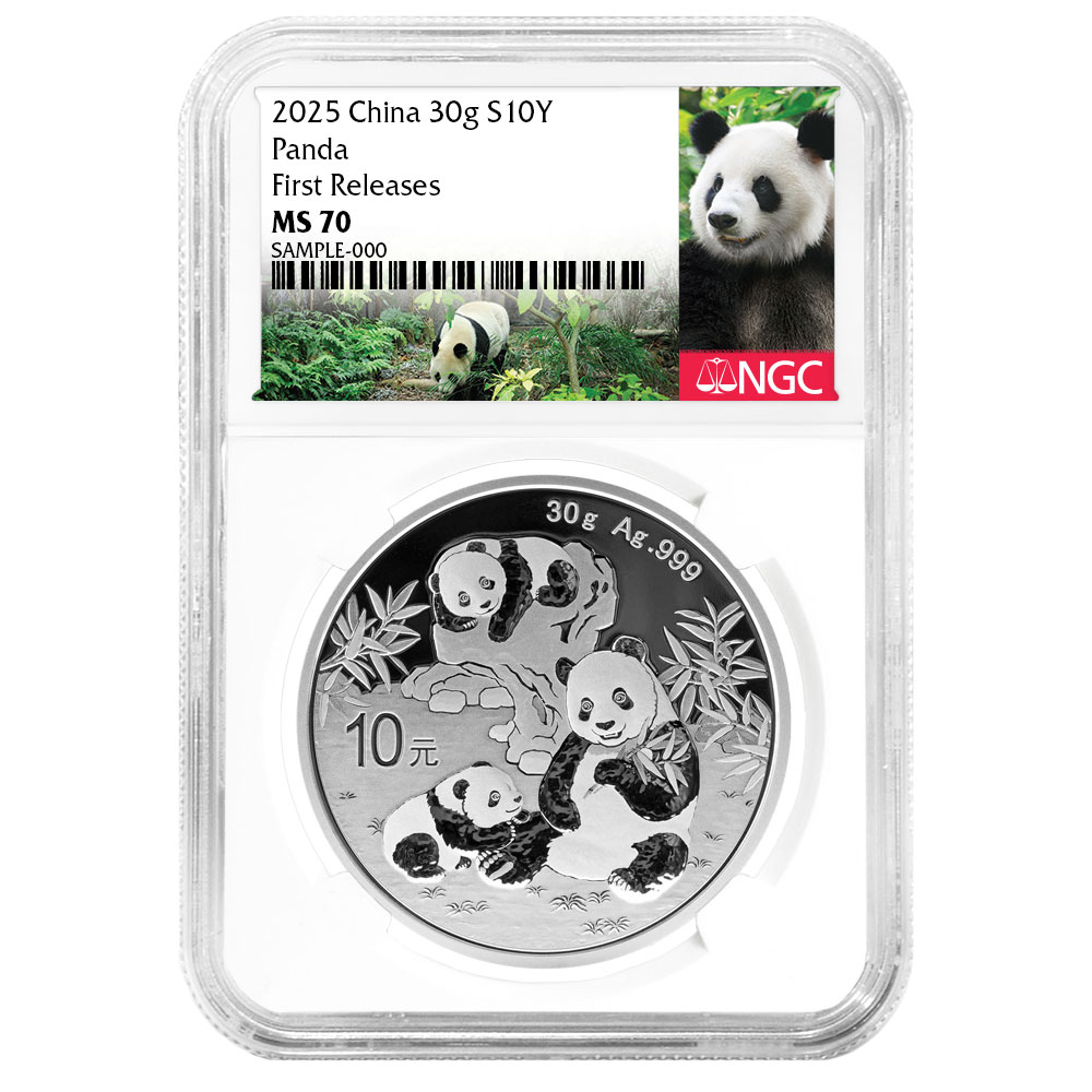2025 10 Yuan Silver China Panda NGC MS70 FR Panda Label