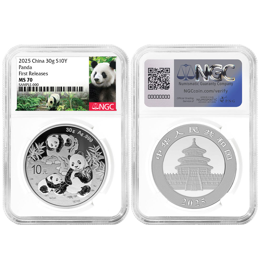 2025 10 Yuan Silver China Panda NGC MS70 FR Panda Label