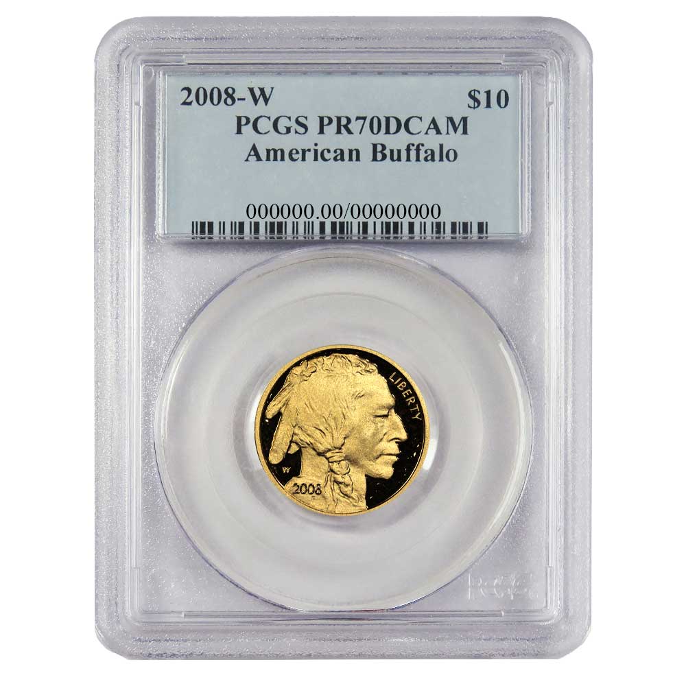 2008-W Proof $10 American Gold Buffalo 1/4 oz PCGS PR70 Blue Label -  Pinehurst Coins