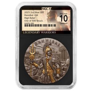 2025 Leonidas 2 oz High Relief Silver Antiqued & Gold Gilded NGCX