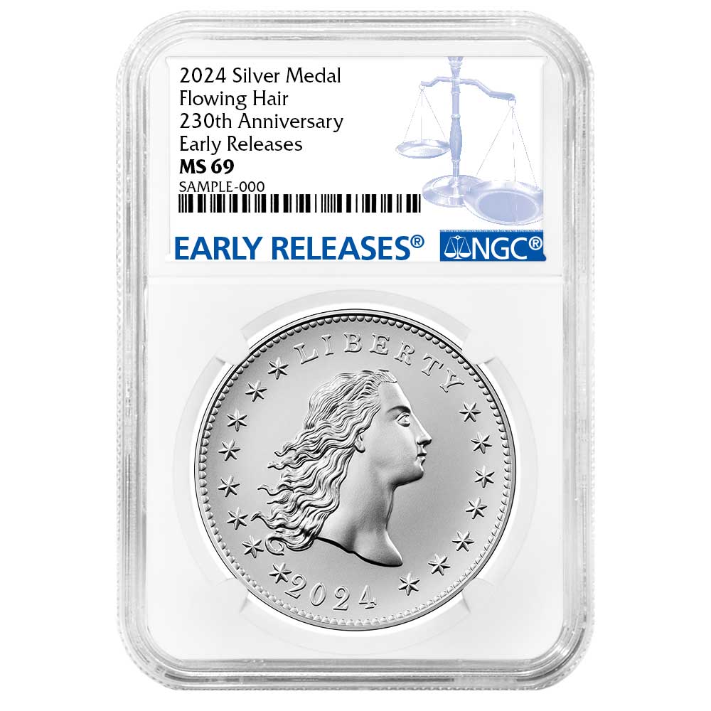 2024 230th Anniversary Flowing Hair Silver Medal NGC MS69 ER Blue Label