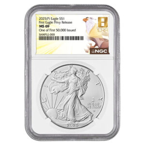 Presale - 2025 (P) $1 American Silver Eagle First Eagle Privy Releases One of First 50,000 NGC MS69 8th ERA Label