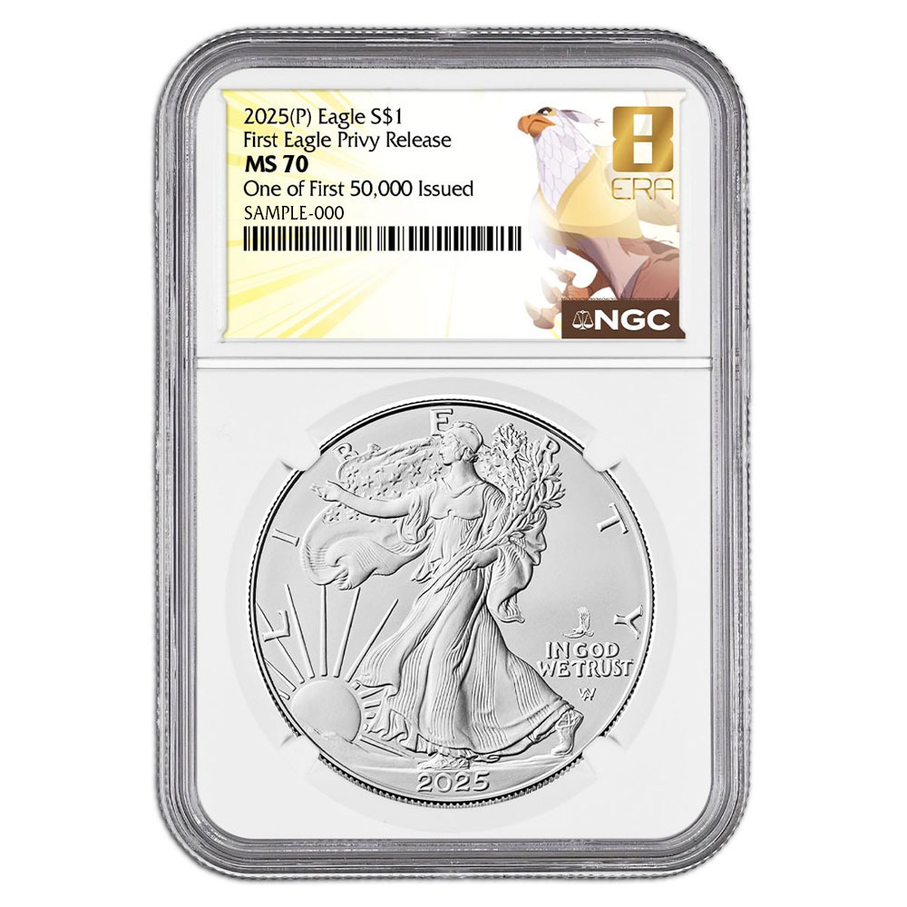 2025 $1 1-oz American Silver Eagle – First Eagle Privy – PCGS MS70 FS (First Strike)