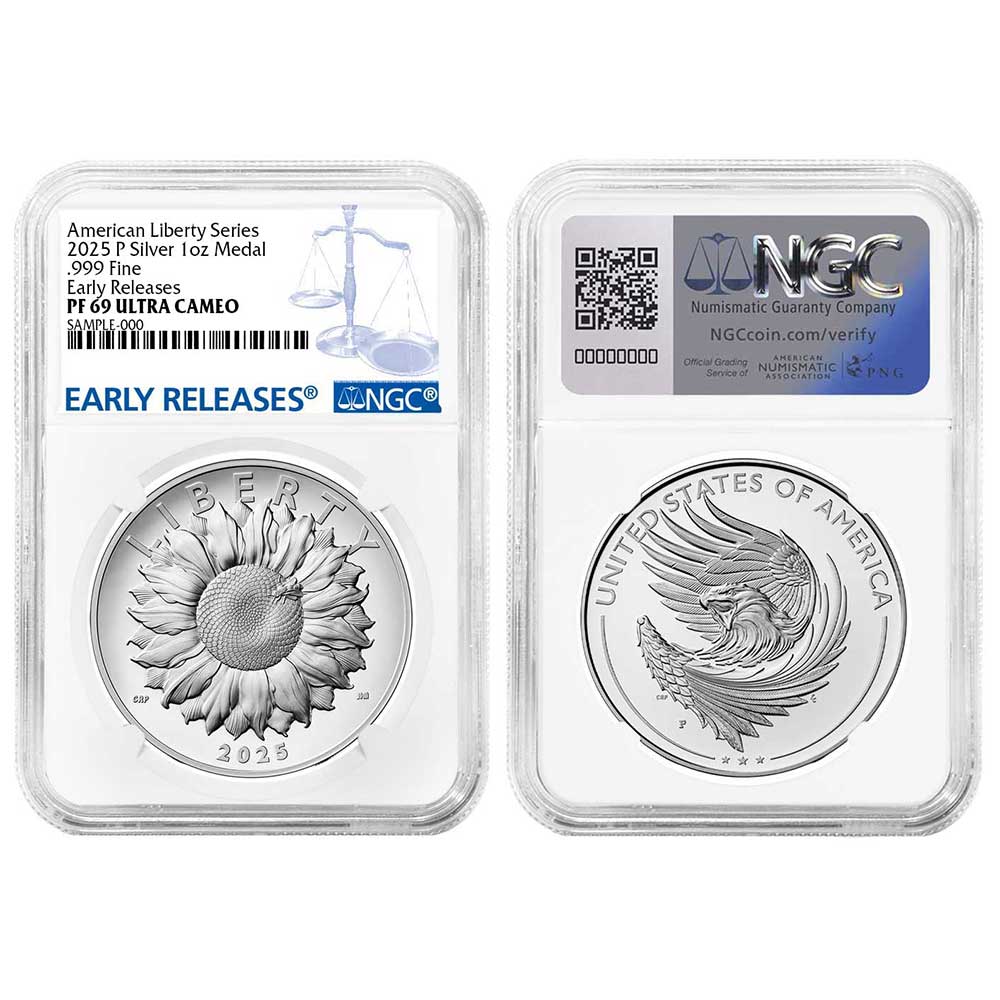 2025-P Proof American Liberty 1 oz Silver Medal NGC PF69UC ER Blue