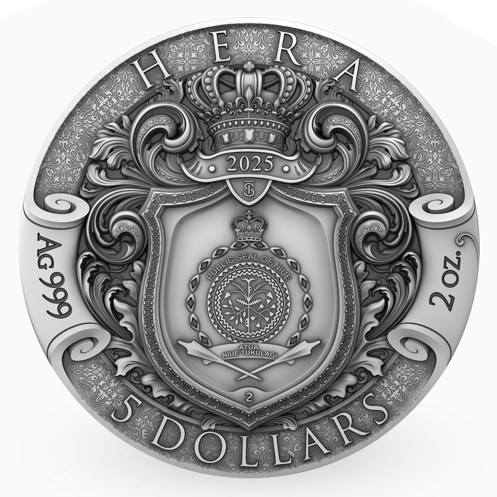 2025 Hera 2 oz Antiqued Silver Coin By T&S Coin Mintage of 500