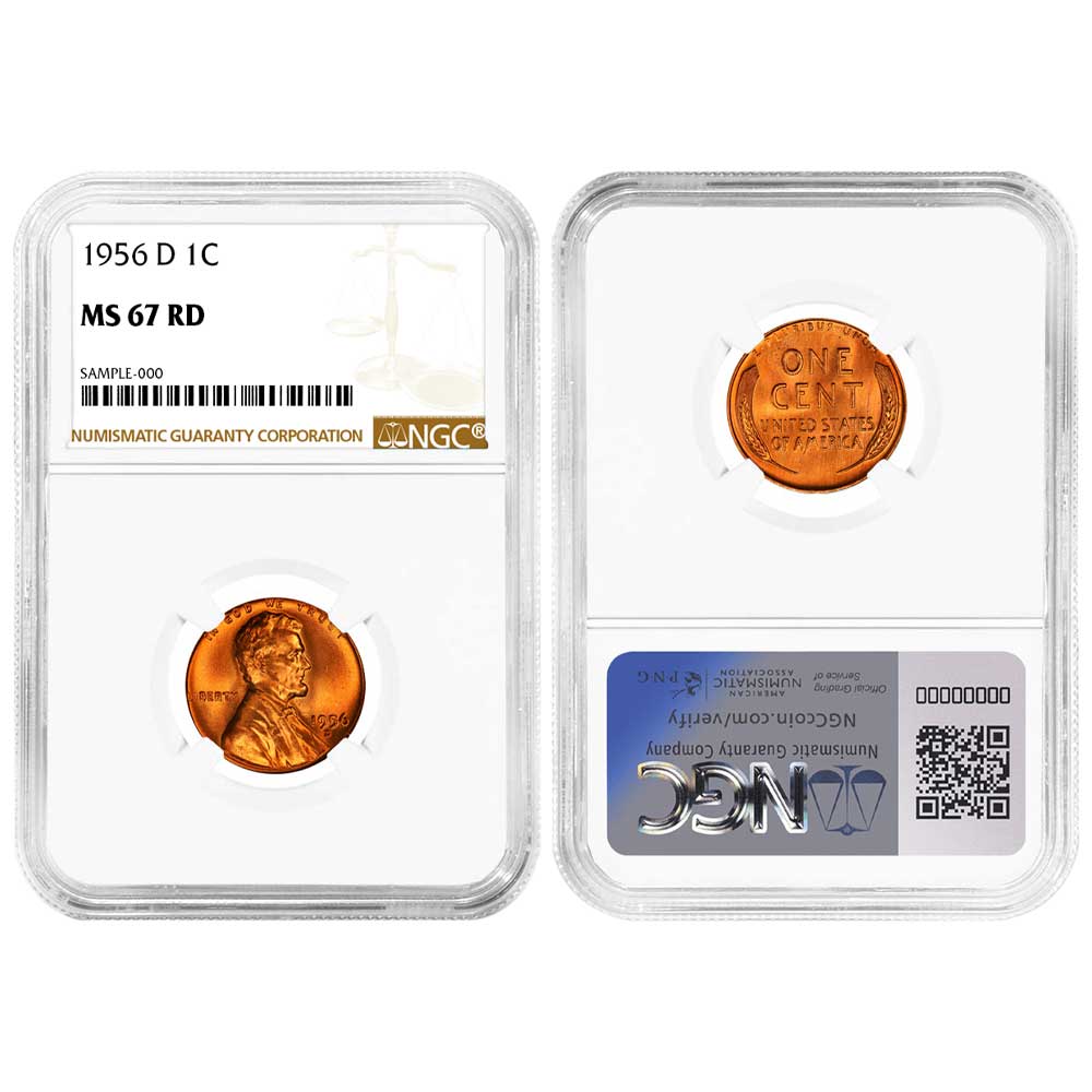 1956-D Lincoln Wheat Cent NGC MS67RD - Pinehurst Coins