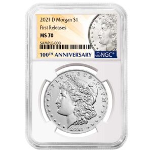 2021-D $1 Morgan Silver Dollar NGC MS70 FR 100th Anni. Label