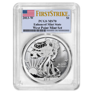2013-W Enhanced $1 American Silver Eagle PCGS MS70 FS Flag Label