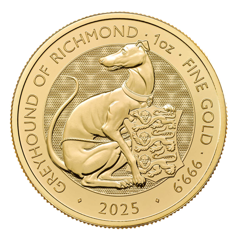 2025 U.K. 100 Pound 1 oz Gold Tudor Beast Greyhound of Richmond Brilliant  Uncirculated - Pinehurst Coins