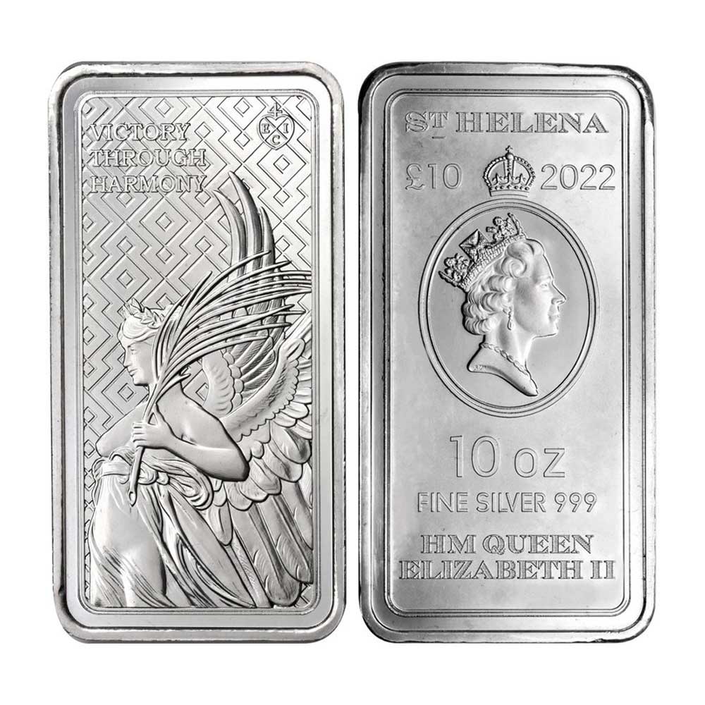 2022 St. Helena 10 Pound Queen's Virtues Victory 10 oz Silver Bar