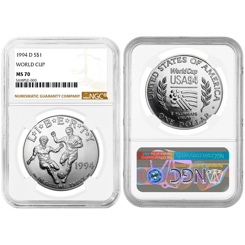 1994-D UNC $1 World Cup Silver Commemorative NGC MS70 Brown Label