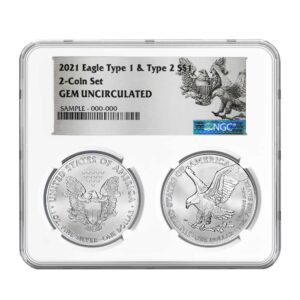 2021 $1 Type 1 and Type 2 Silver Eagle Set