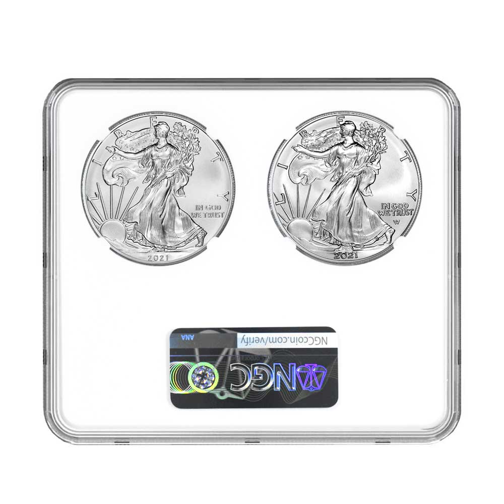 2021 $1 Type 1 and Type 2 Silver Eagle Set