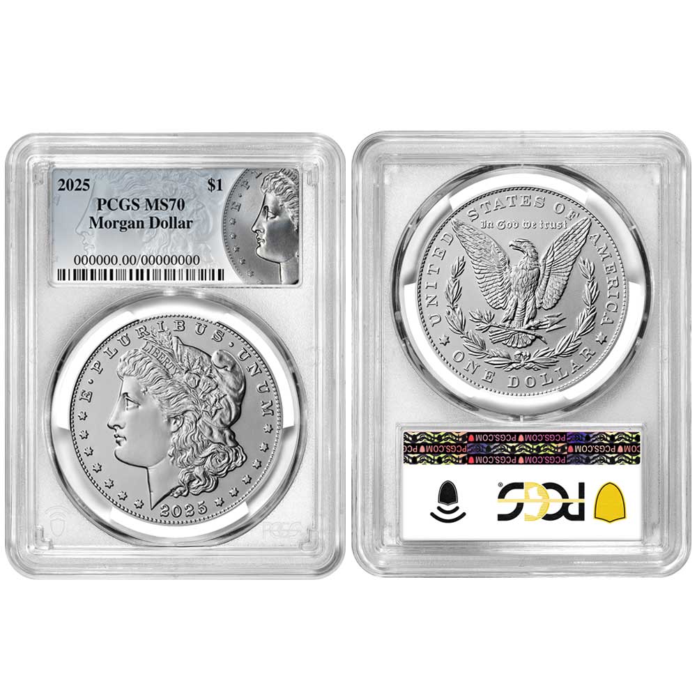2025 $1 Morgan and Peace Silver Dollar 2pc Set PCGS MS70 Morgan