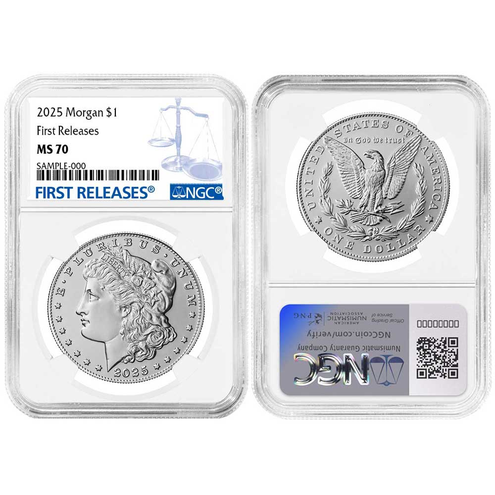 2025 $1 Morgan Silver Dollar NGC MS70 FR Blue Label - Pinehurst Coins